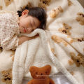 kids bear print throw knitted thick  blanket for winter